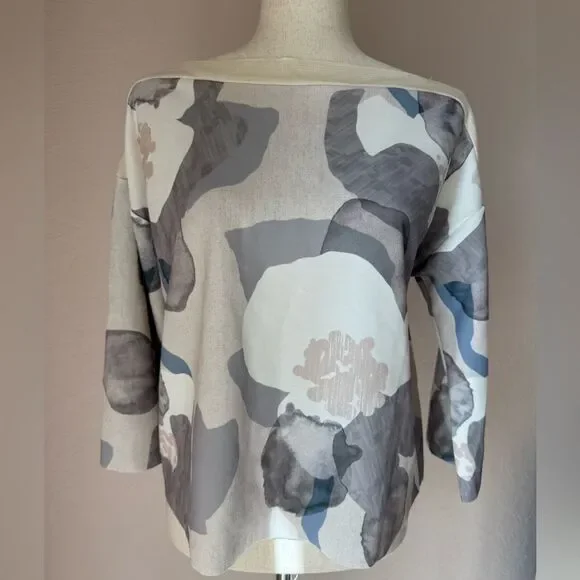 NWT Zara pull on knit light sweater, geometric details, viscose wide sleeves M - Picture 9 of 14